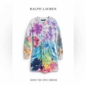 Ralph Lauren Girls Tie-Dye Sweatshirt Dress - Rainbow